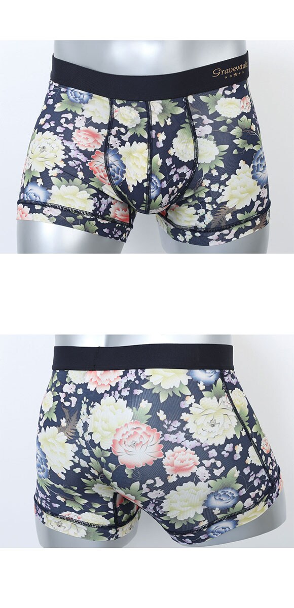 グレイブボールト Gravevault PEONY FLOWER ショートボクサー メンズ ボクサーパンツ 前とじ XL XXL 日本製