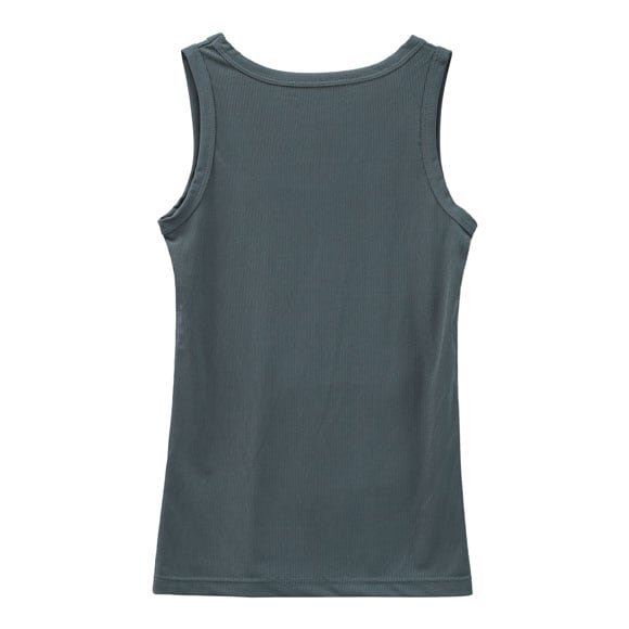 冷感リブ 太めパイピング タンクトップ アウター 接触冷感 M L LL