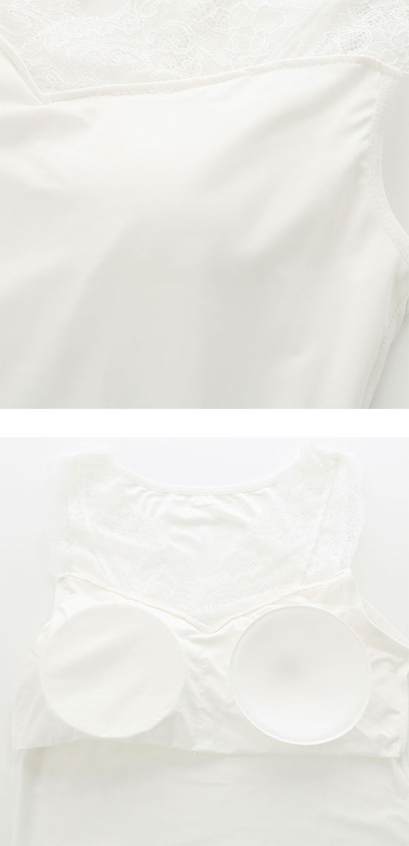 DRY WISH 接触冷感 カップ付きタンクトップ インナー 吸水速乾 抗菌防臭 UVカット ストレッチ レース ブラトップ 大きいサイズ