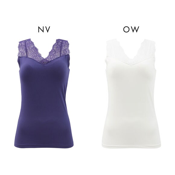 DRY WISH 接触冷感 カップ付きタンクトップ インナー 吸水速乾 抗菌防臭 UVカット ストレッチ レース ブラトップ 大きいサイズ