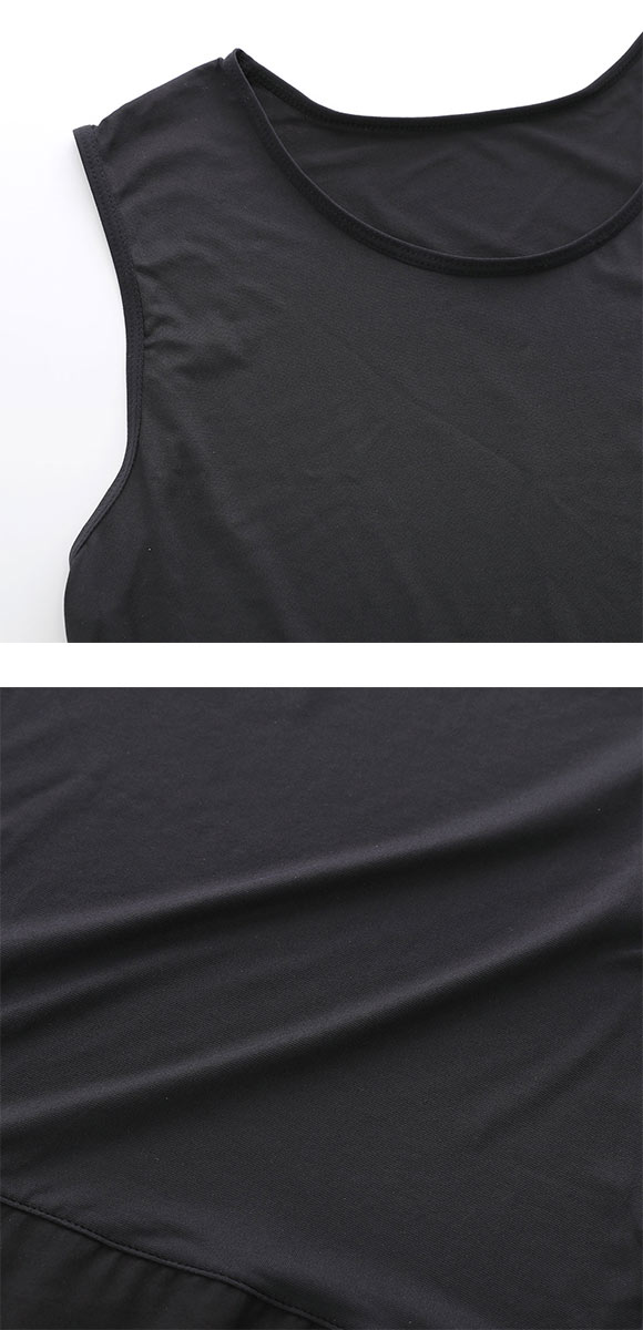 DRY WISH 接触冷感 重ね着風 タンクトップ レイヤーインナー M L LL 吸汗速乾 UVカット ストレッチ ひんやり 熱中症対策