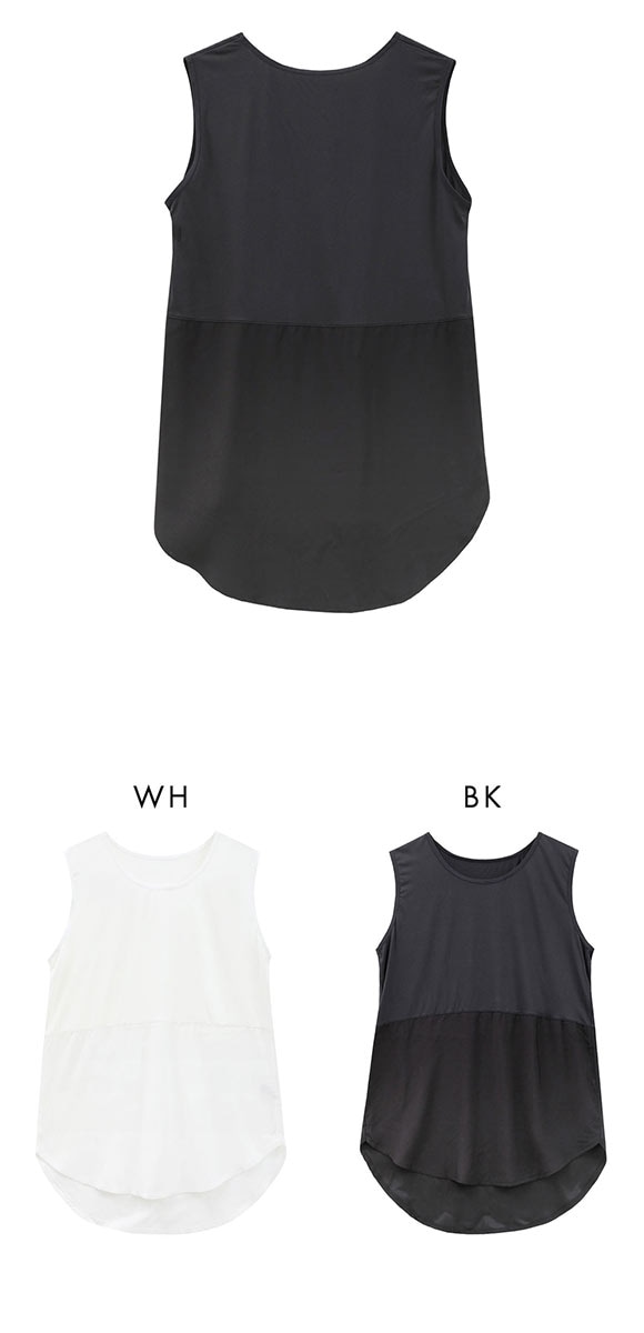 DRY WISH 接触冷感 重ね着風 タンクトップ レイヤーインナー M L LL 吸汗速乾 UVカット ストレッチ ひんやり 熱中症対策