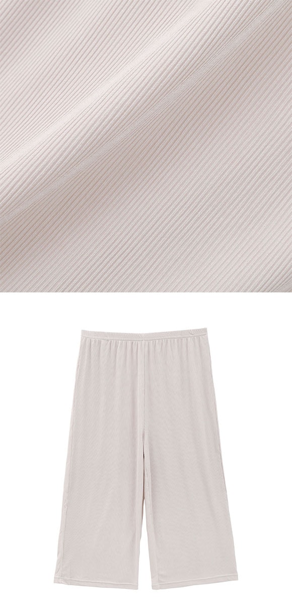 DRY WISH 冷感リブ 7分丈ストレッチボトム M L LL パンツ 吸汗速乾 接触冷感 ペチパン ステテコ インナーボトム