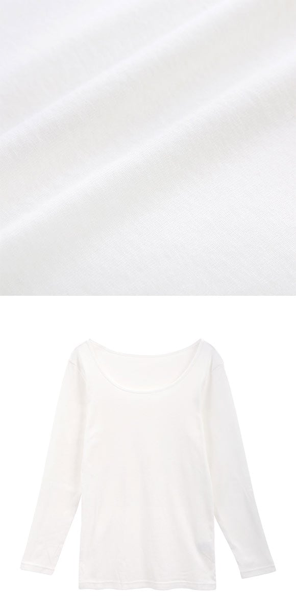 素肌にやさしくフィット 綿100％ 長袖インナー 8分袖トップス M L LL ロンT ロングTシャツ 敏感肌 シンプル ベーシック 肌着
