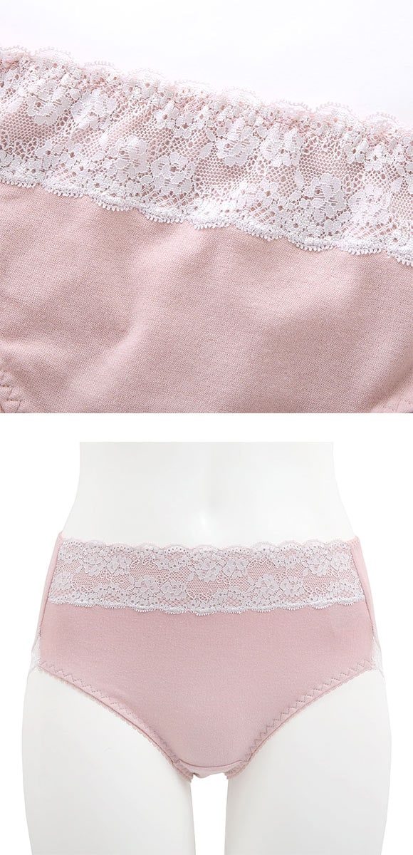 フィニー 綿混バックレース ショーツ スタンダード M L LL はきこみ深め バック脚まわり レース ハイウエスト 綿混 大きいサイズ