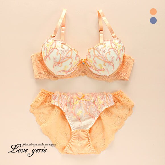 ラブジェリー Love gerie アメリフラワー ブラセット EF 谷間ブラ 脇寄せ Wパッド バックレース ブラジャー ショーツ セット