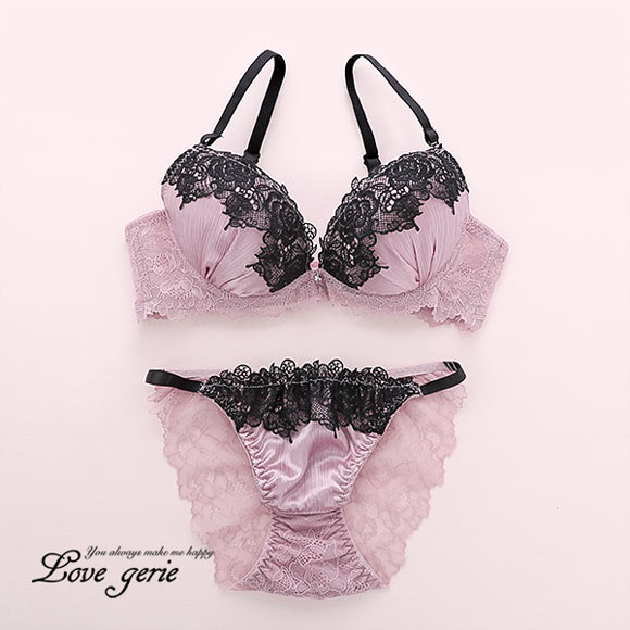 ラブジェリー Love gerie ゴシックローズ ブラセット ブラジャー ショーツ セット EF 盛り胸 Wパッド 谷間ブラ バックレース