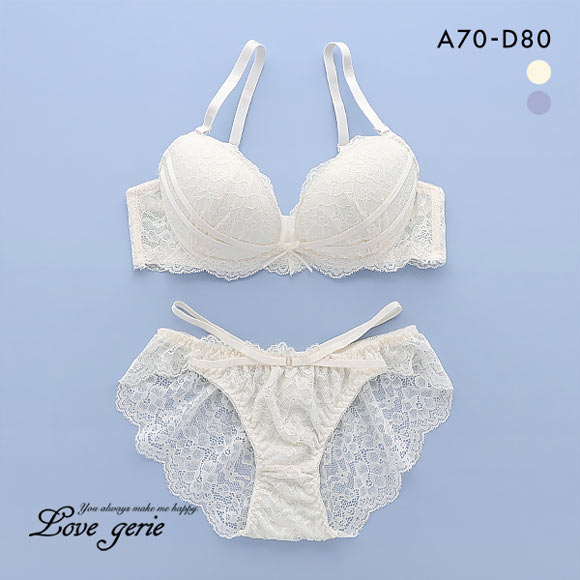 ラブジェリー Love gerie レースストリング ブラセット ブラジャー ショーツ セット ABCD 谷間ブラ 脇寄せ Wパッド 総レース