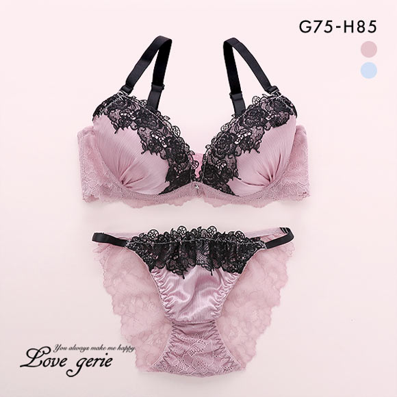 ラブジェリー Love gerie ゴシックローズ ブラセット ブラジャー ショーツ セット GH 盛り胸 Wパッド 谷間ブラ バックレース