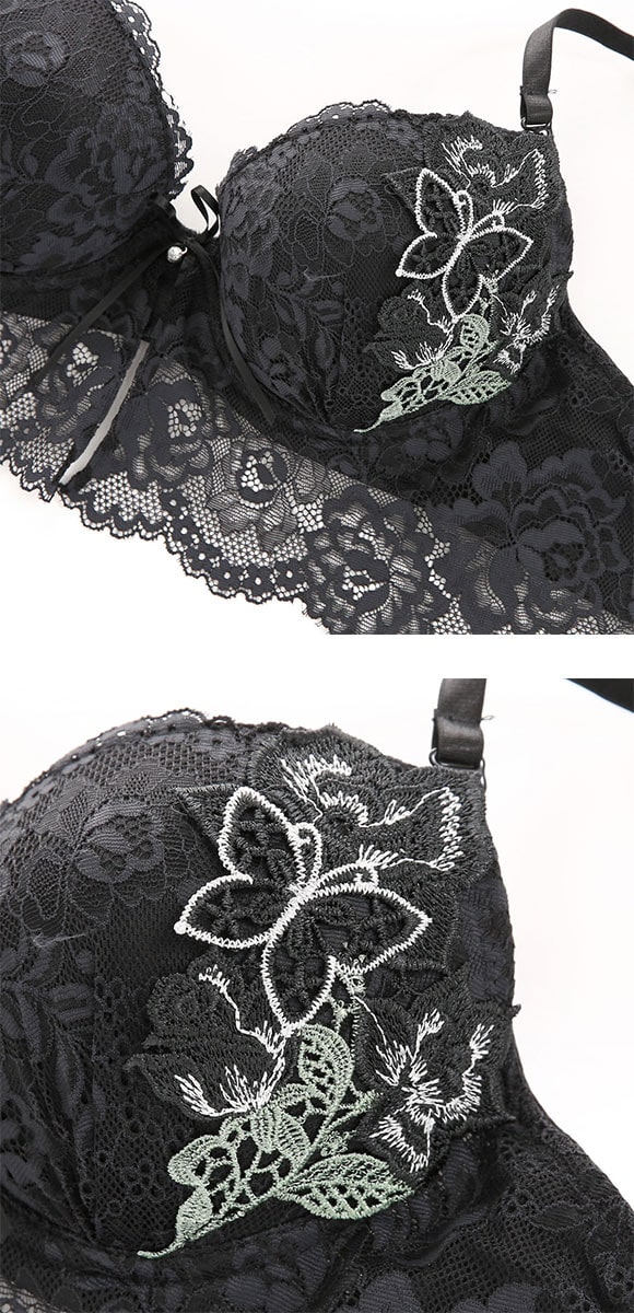 ラブジェリー エレガントローズ ジレ風 ブラセット ABCD 谷間ブラ 脇寄せ Wパッド 盛り胸 バックレース 総レース Love gerie