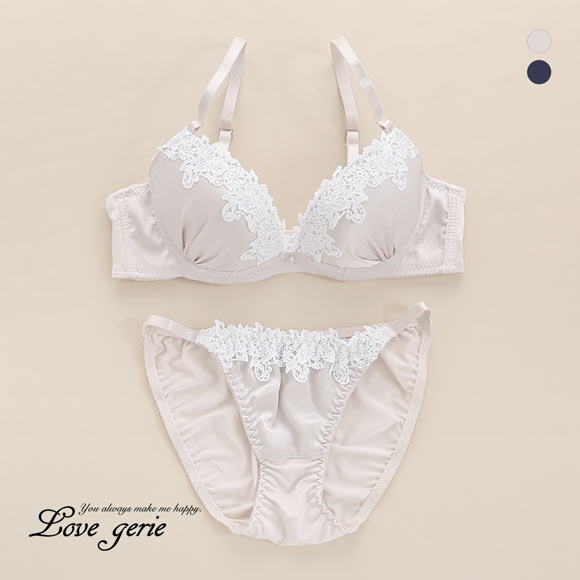 ラブジェリー ロージーマットサテン ブラセット ABCD 谷間ブラ 脇寄せ Wパッド 盛り胸 Love gerie