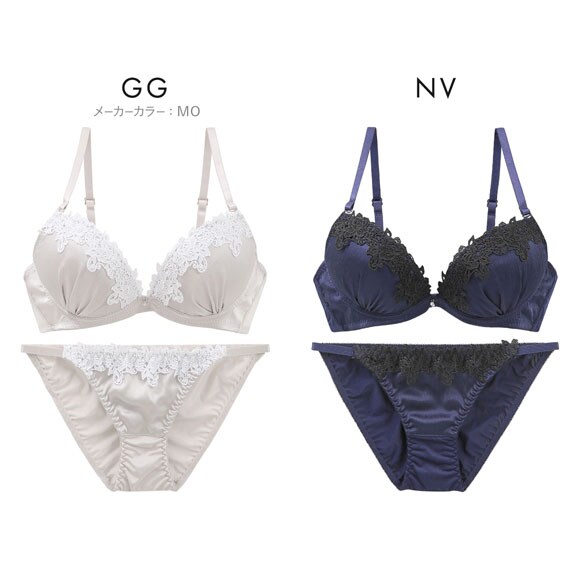 ラブジェリー ロージーマットサテン ブラセット EF 谷間ブラ 脇寄せ Wパッド 盛り胸 大きいサイズ Love gerie