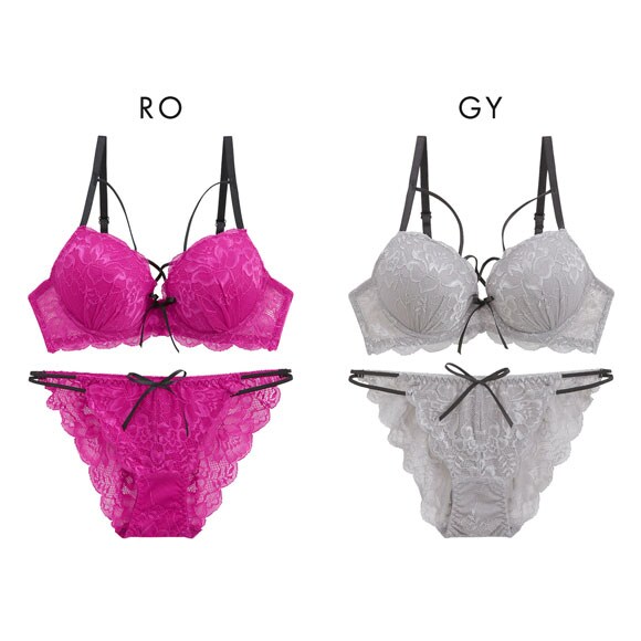 ラブジェリー グロッシーコード ブラセット ABCD 総レース 盛り胸 Wパッド 谷間ブラ バストアップ ブラジャー ショーツ セット Love gerie