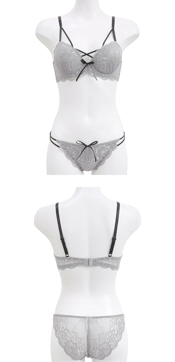 ラブジェリー グロッシーコード ブラセット EF 総レース 盛り胸 Wパッド 谷間ブラ バストアップ ブラジャー ショーツ セット Love gerie