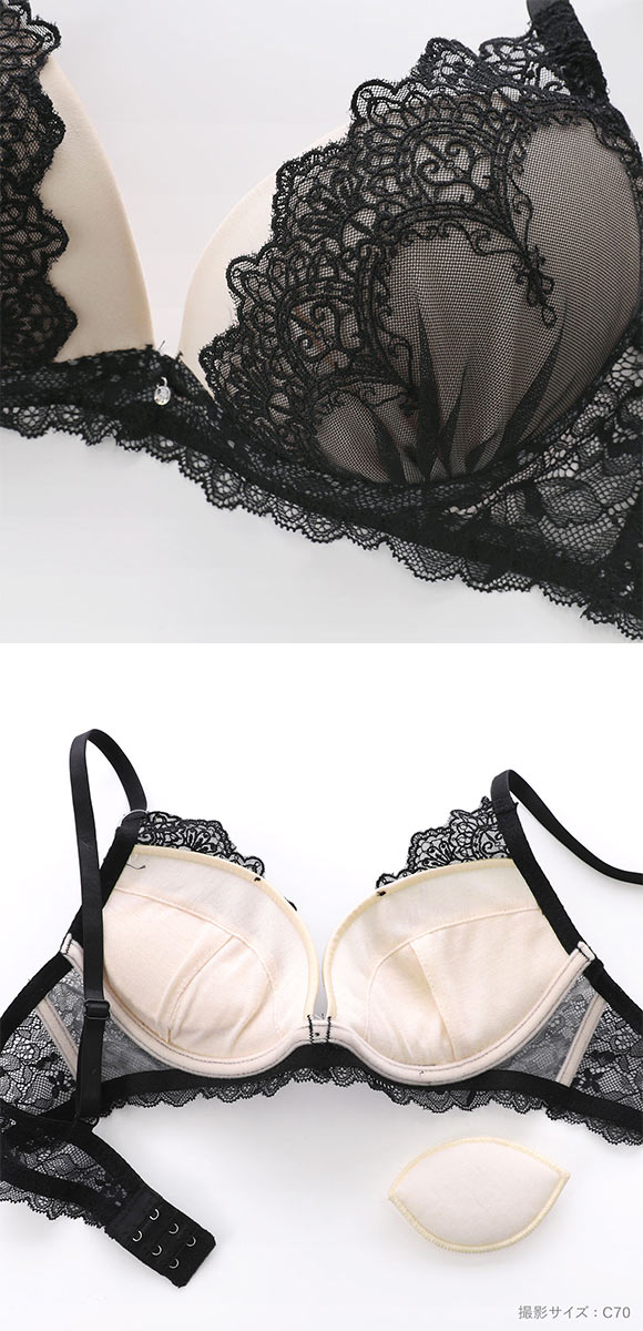 ラブジェリー ノワールコンチネンタル ブラセット ABCD 盛り胸 Wパッド 厚盛り 谷間ブラ バストアップ 脇寄せ バックレース