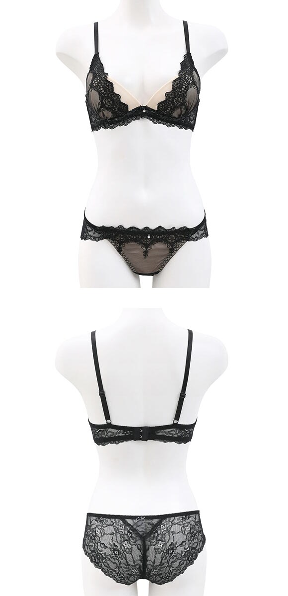 ラブジェリー ノワールコンチネンタル ブラセット ABCD 盛り胸 Wパッド 厚盛り 谷間ブラ バストアップ 脇寄せ バックレース