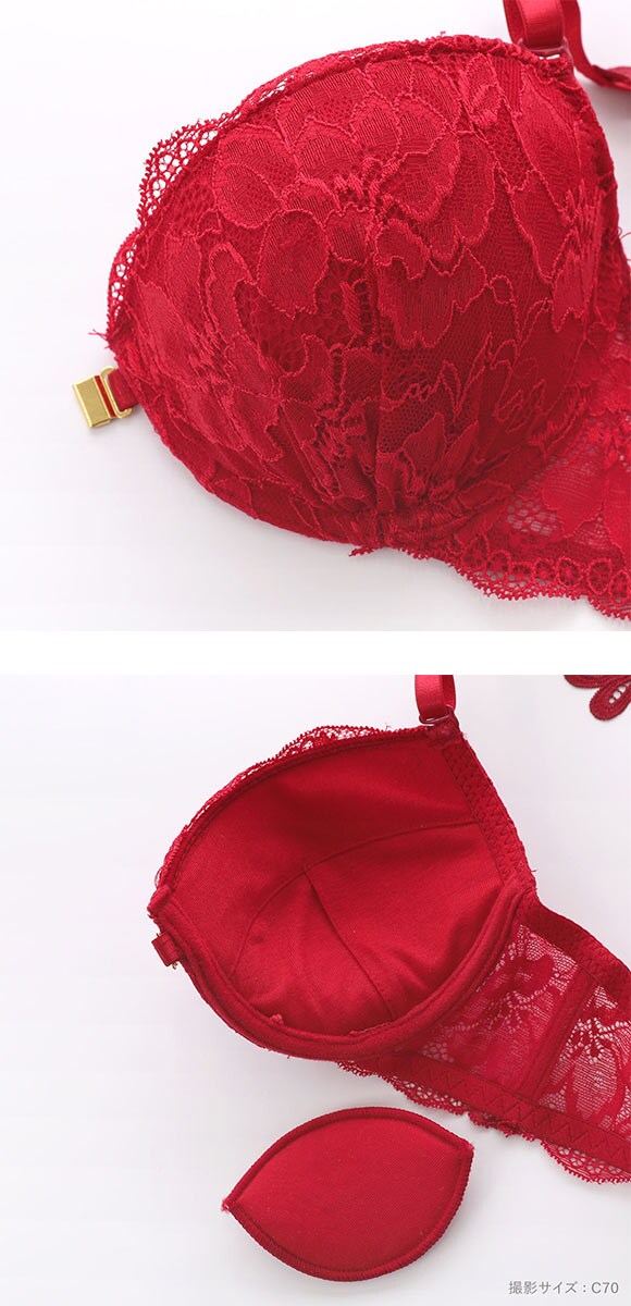 ラブジェリー 背中魅せ バタフライケミカル フロントホック ブラセット EF  盛り胸 Wパッド ブラジャー ショーツ セット