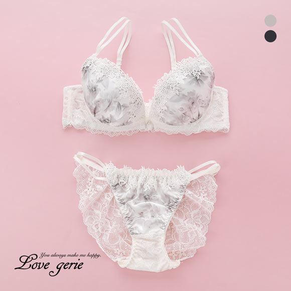 ラブジェリー モノブルーム ブラセット ABCD 盛り胸 Wパッド 厚盛り 谷間ブラ バストアップ 脇寄せ バックレース Love gerie