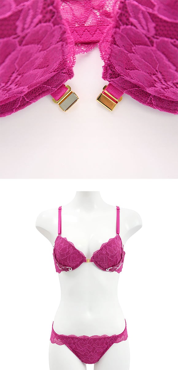 ラブジェリー 背中魅せ ジュエルフラワー フロントホック ブラセット ABCD 盛り胸 Wパッド 谷間ブラ Love gerie