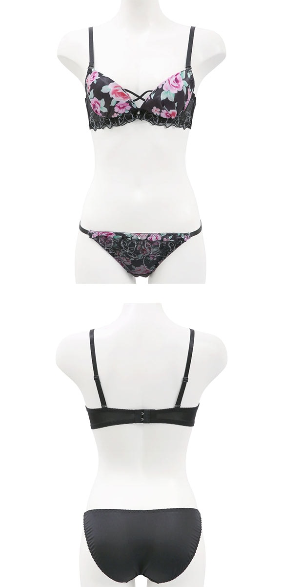 ラブジェリー ローズガーデン ブラセット EF 大きいサイズ グラマー 盛り胸 Wパッド 谷間ブラ バストアップ ブラジャー ショーツ セット