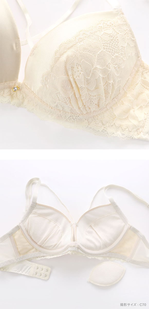 ラブジェリー レーシーサテン ブラセット EF グラマー 大きいサイズ 盛り胸 Wパッド ブラジャー ショーツ セット Love gerie