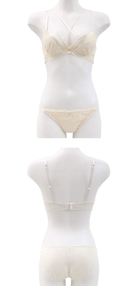 ラブジェリー レーシーサテン ブラセット EF グラマー 大きいサイズ 盛り胸 Wパッド ブラジャー ショーツ セット Love gerie