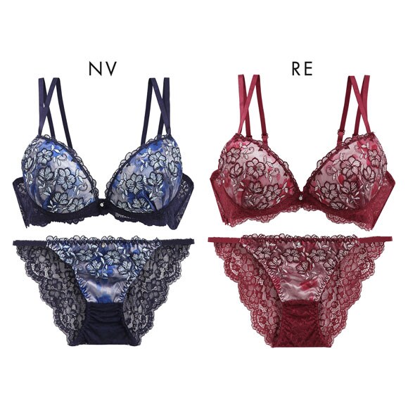 ラブジェリー ロイヤルフラワー ブラセット ABCD 盛り胸 Wパッド 谷間ブラ 総レース ブラジャー ショーツ セット Love gerie