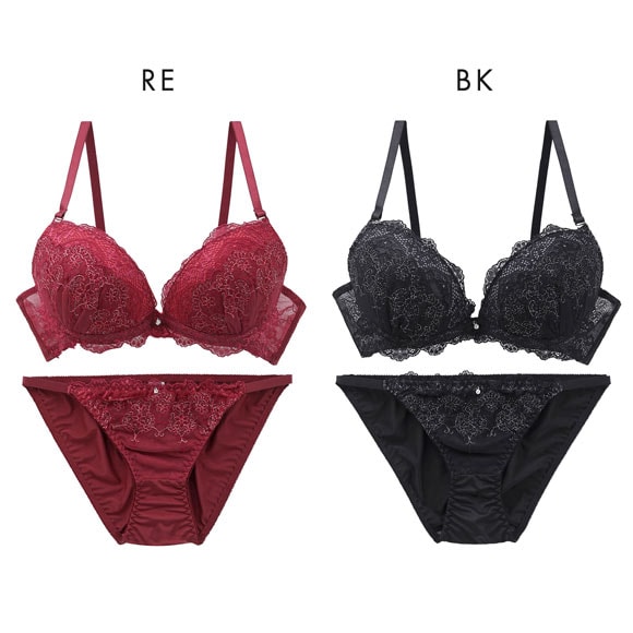 ラブジェリー ロイヤルブルーム ブラセット ABCD 盛り胸 Wパッド 谷間ブラ バストアップ ブラジャー ショーツ セット Love gerie