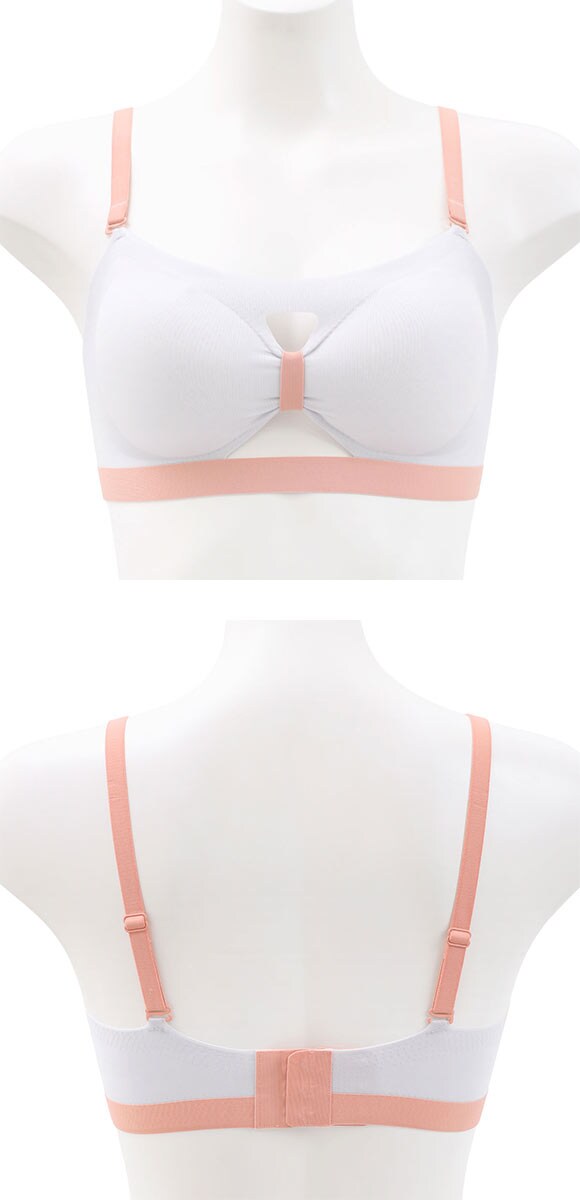 もちもちふわふわ リボン風ノンワイヤー チューブブラ M L LL バンドゥ シームレス ボリュームアップ ひびきにくい