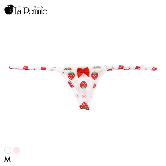 ラポーム イチゴ柄 Tバック コットン スキャンティー ショーツ レディース 日本製 単品 La-Pomme