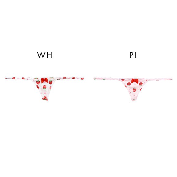 ラポーム イチゴ柄 Tバック コットン スキャンティー ショーツ レディース 日本製 単品 La-Pomme