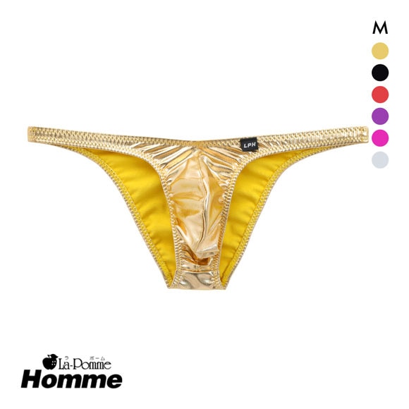 ラポーム オム メタリック ローライズ フルバック ビキニ メンズ 前閉じ 日本製 La-Pomme Homme