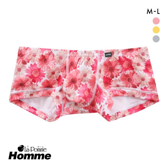 ラポーム オム フラワープリント ローライズ ボクサーパンツ メンズ 前とじ 日本製 La-Pomme Homme