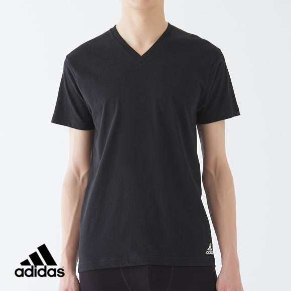 アディダス Vネック Tシャツ 半袖 二枚セット 本体綿100％ メンズ adidas