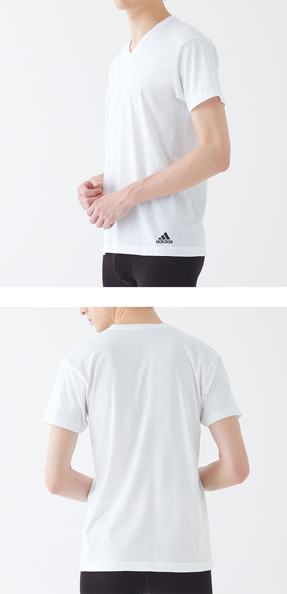 アディダス Vネック Tシャツ 半袖 二枚セット 本体綿100％ メンズ adidas