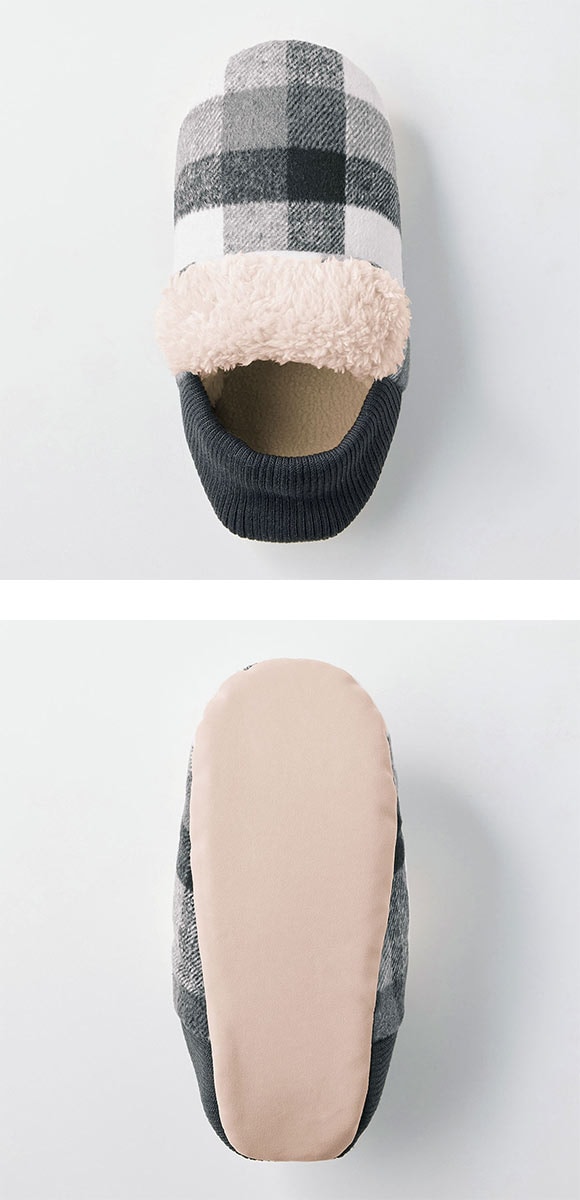 グンゼ UCHI-COLLE バウンドヒーター チェック柄 内ボア ルームシューズ バブーシュタイプ レディース 発熱 GUNZE ウチコレ