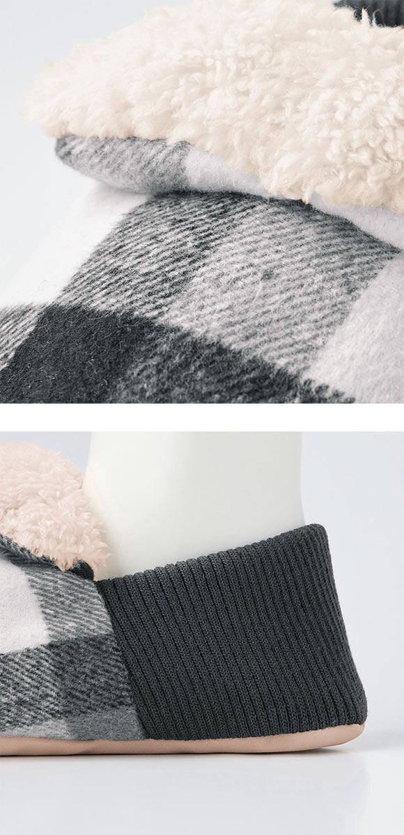 グンゼ UCHI-COLLE バウンドヒーター チェック柄 内ボア ルームシューズ バブーシュタイプ レディース 発熱 GUNZE ウチコレ