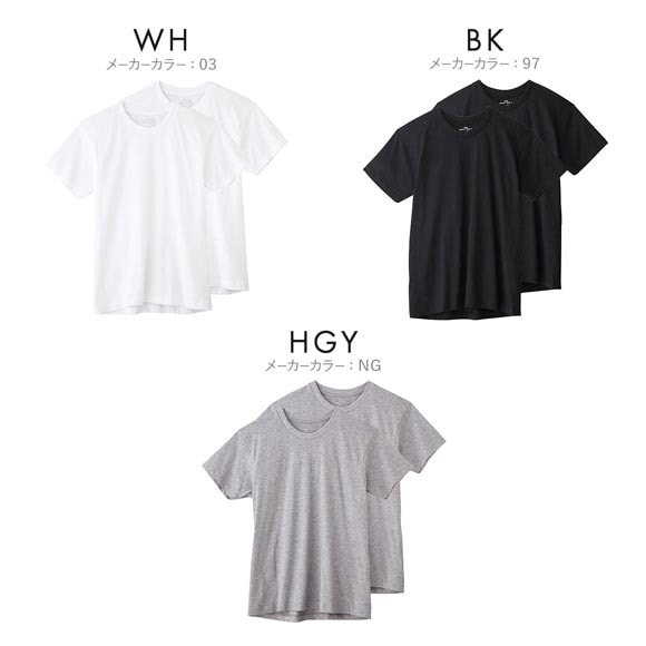 グンゼ GUNZE ボディワイルド BODY WILD クルーネックTシャツ 2枚セット メンズ 抗菌防臭 綿100％ 半袖 2P