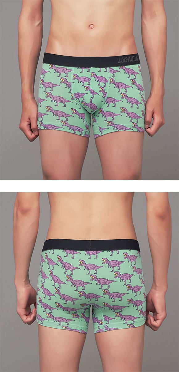 グンゼ BODY WILD T.Rex柄 ボクサーパンツ 前閉じ メンズ 綿混 GUNZE ボディワイルド