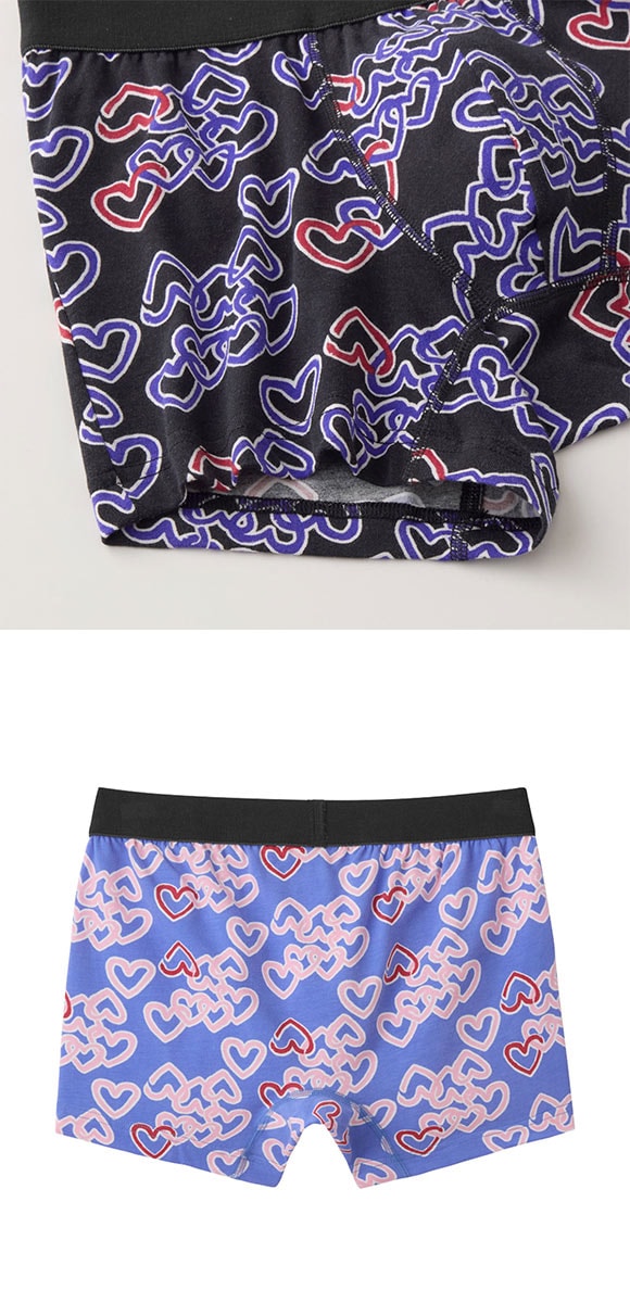 グンゼ BODY WILD ハート柄 ボクサーパンツ 前閉じ メンズ 綿混 GUNZE ボディワイルド