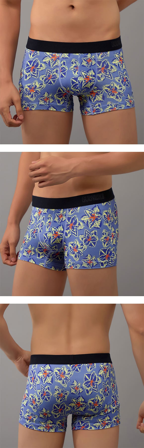 グンゼ BODY WILD シティフラワー柄 ボクサーパンツ 前閉じ メンズ 吸汗速乾 GUNZE ボディワイルド