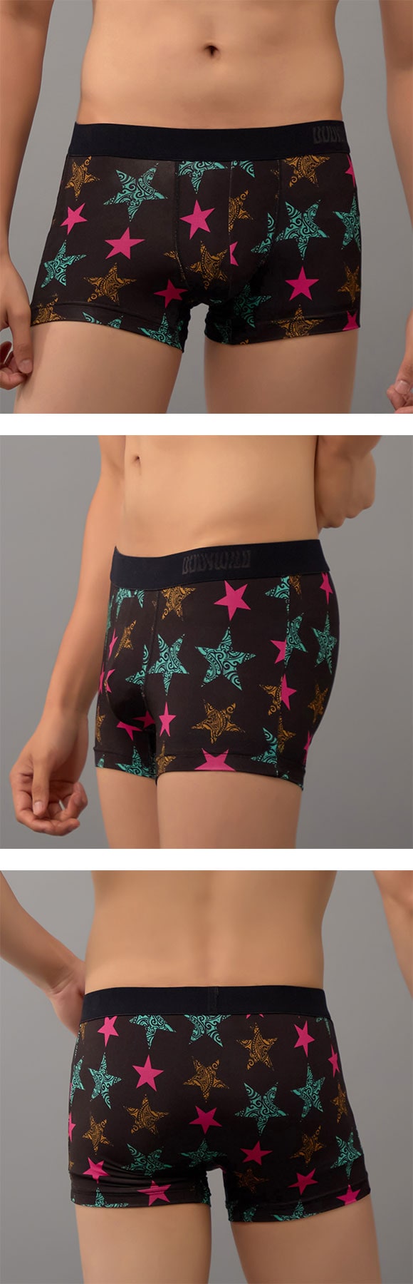 グンゼ BODY WILD スター柄 ボクサーパンツ 前閉じ メンズ 吸汗速乾 GUNZE ボディワイルド