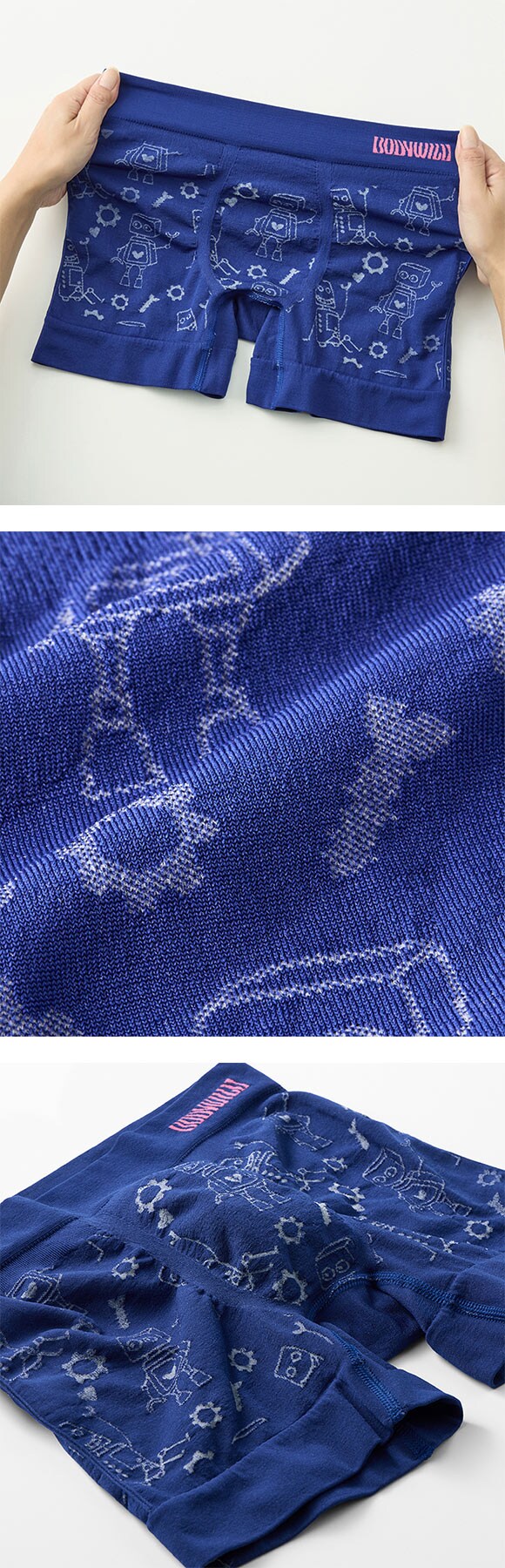 グンゼ BODY WILD ロボット柄 立体成型 ボクサーパンツ 前閉じ メンズ GUNZE ボディワイルド