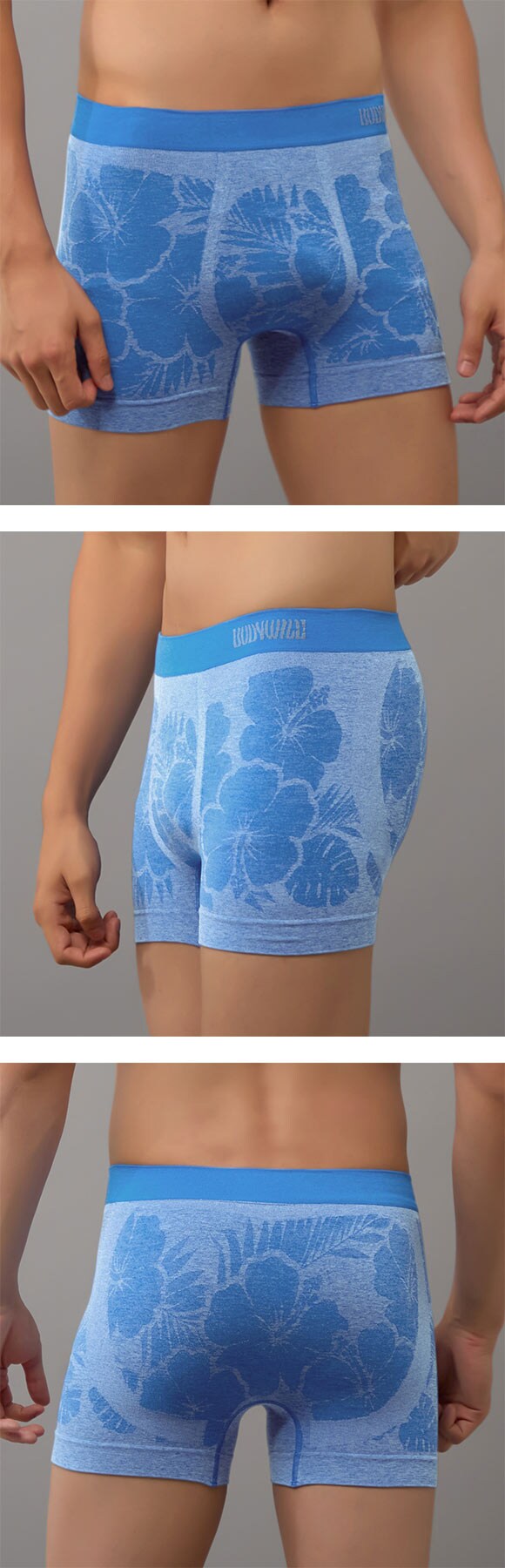 グンゼ BODY WILD ハイビスカス柄 立体成型 ボクサーパンツ 前閉じ メンズ GUNZE ボディワイルド