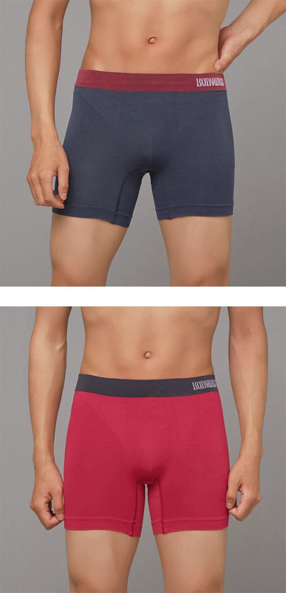 グンゼ BODY WILD e-BOXER セミロング ボクサーパンツ メンズ 立体成型 腰ゴムカラー切替 前とじ GUNZE ボディワイルド