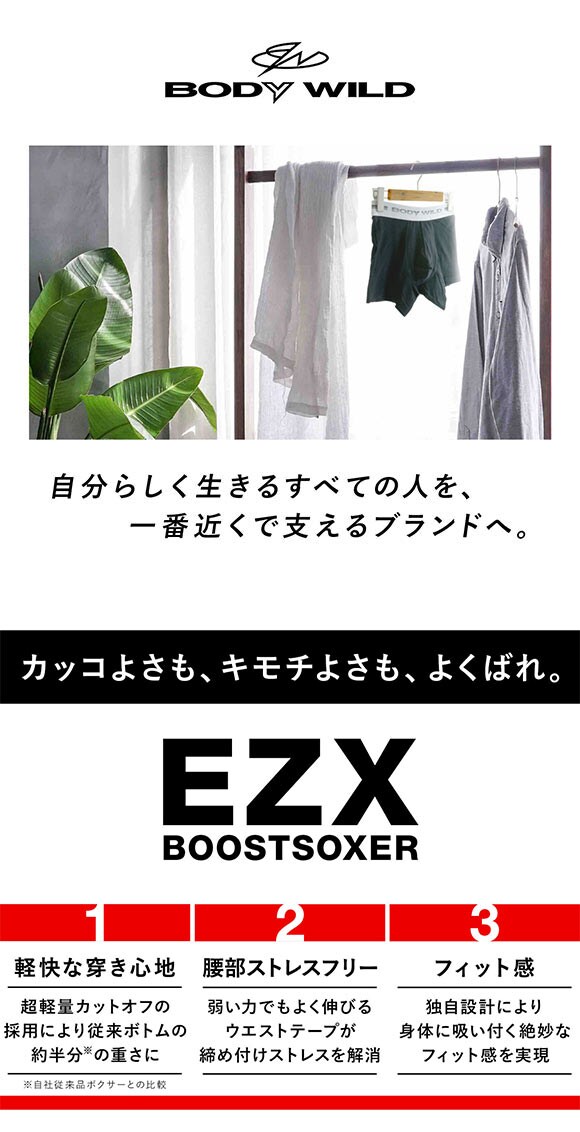 グンゼ GUNZE ボディワイルド BODYWILD イージーエックス EZX ブーストボクサー パンツ メンズ 地柄 前閉じ