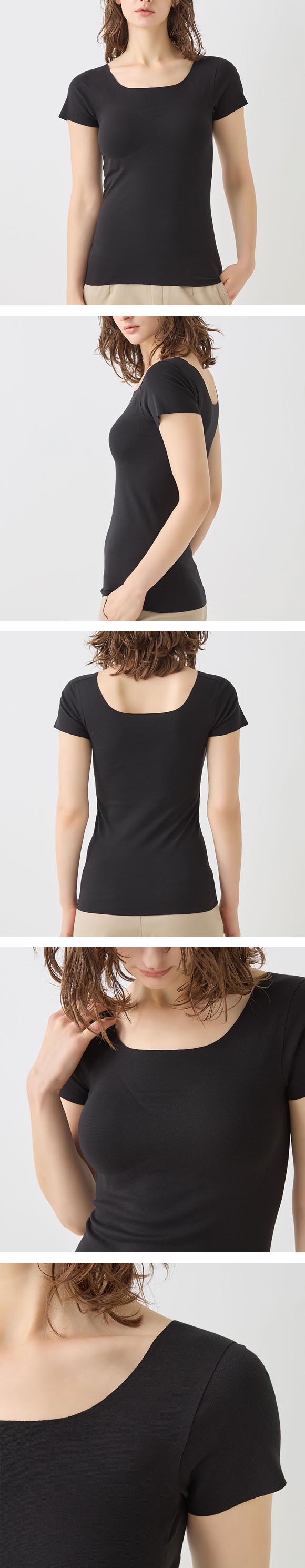 グンゼ KIREILABO Fitte 肌側オーガニックコットン100％ カップ付2分袖インナー レディース インナー 半袖 完全無縫製 GUNZE キレイラボ フィッテ