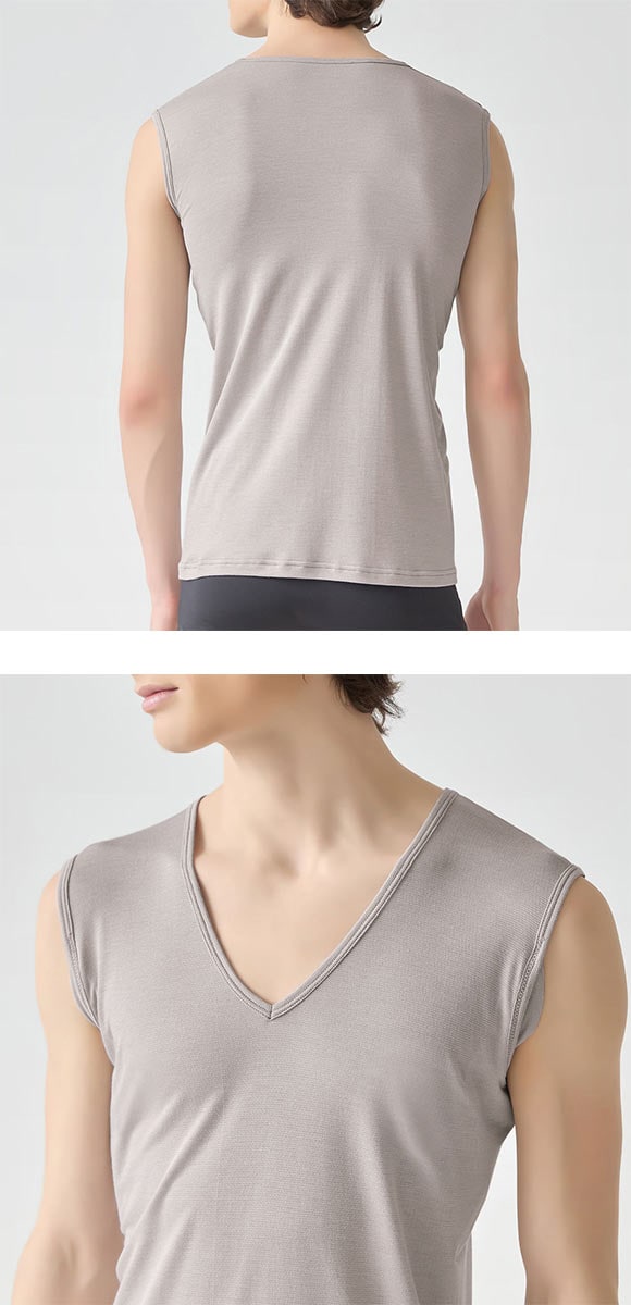 グンゼ アセドロン 大汗 鹿の子　スリーブレスシャツ　汗取りパッド付  Vネック メンズ GUNZE