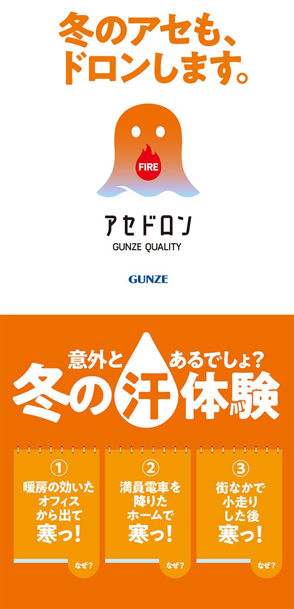 グンゼ FIREアセドロン ハイネック長袖 インナー レディース GUNZE