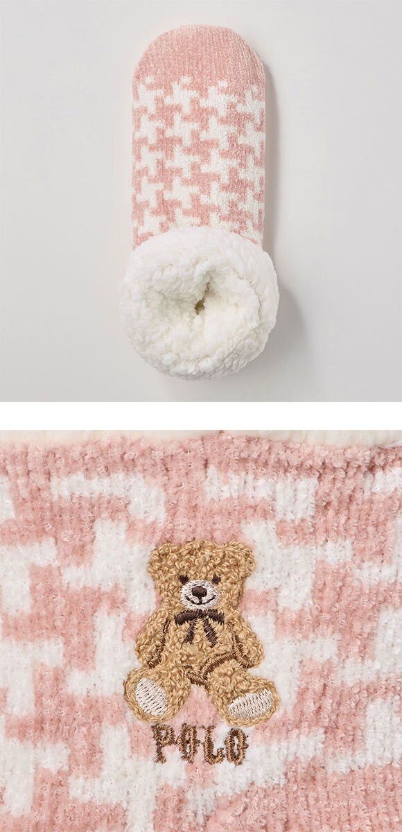 ポロ ハウンドトゥース柄 内ボア ルームソックス レディース 靴下 婦人 POLO